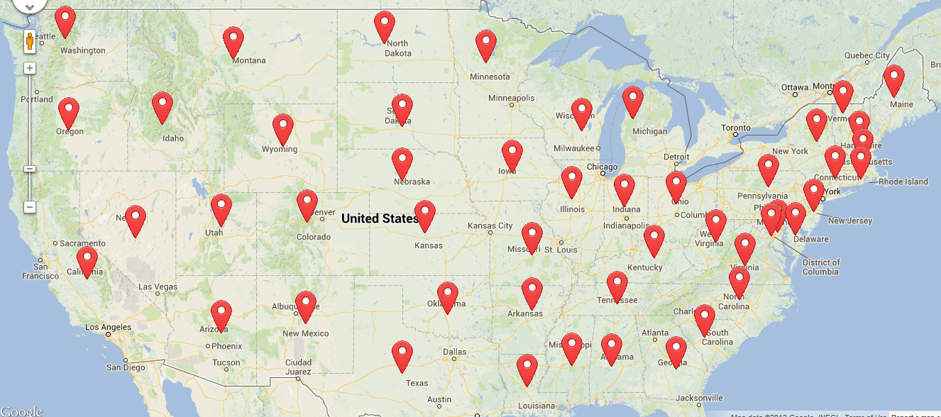 A map indicating the lost sales figures and total number of curbstoners in the USA