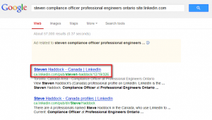 search for LinkedIn 3rd degree user on Google