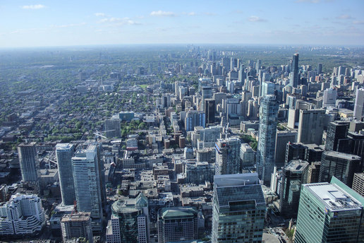 north view of toronto skyline from high condominium floor